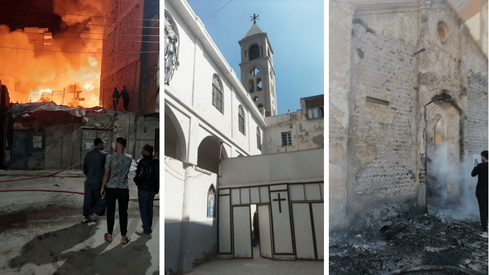 Gas Leak Causes Massive Fire, Destroying Church of the Virgin Mary in Dairut City, Egypt