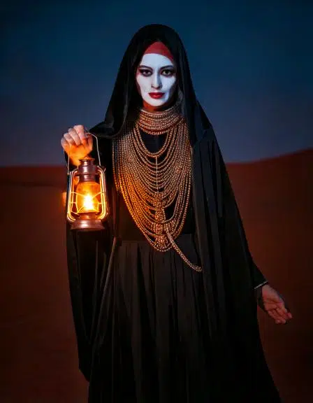 The Ultimate Egyptian-Inspired Halloween Costume Guide: 17 Creative, Spooky, and Last-Minute Ideas Firefly A dark and mystical Egyptian Djinn wearing a long, hooded black robe that conceals most of t