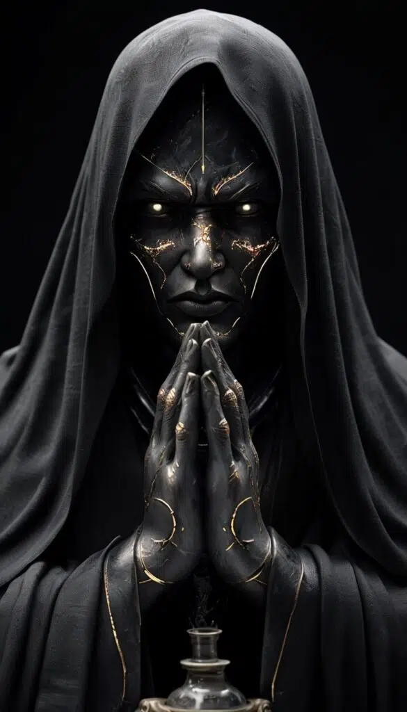 The Ultimate Egyptian-Inspired Halloween Costume Guide: 17 Creative, Spooky, and Last-Minute Ideas Mystical Djinn Sculpture With Glowing Markings In Shadowy Lighting