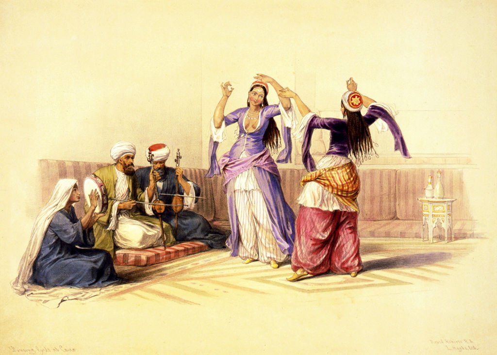 How Colonial Fantasies Turned Ghawazi Dancers into a Scandal: The True Story Behind Egypt’s Ghawazi Women 1024px David Roberts, Dancing girls at Cairo, 1846 49